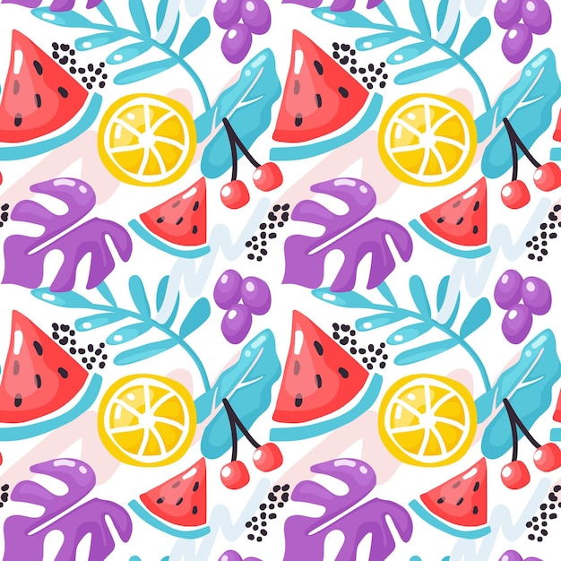 Free Vector flat summer tropical pattern