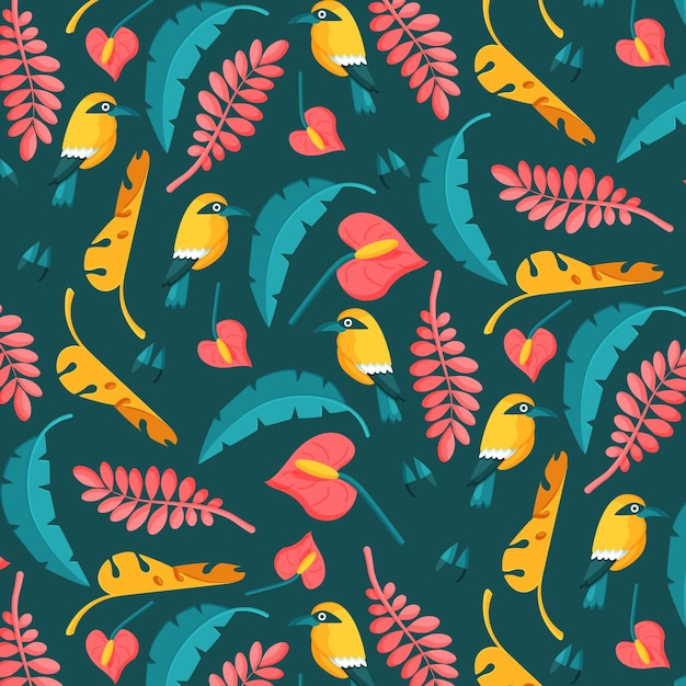 Free vector flat summer tropical pattern