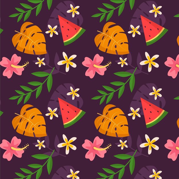 Flat summer tropical pattern