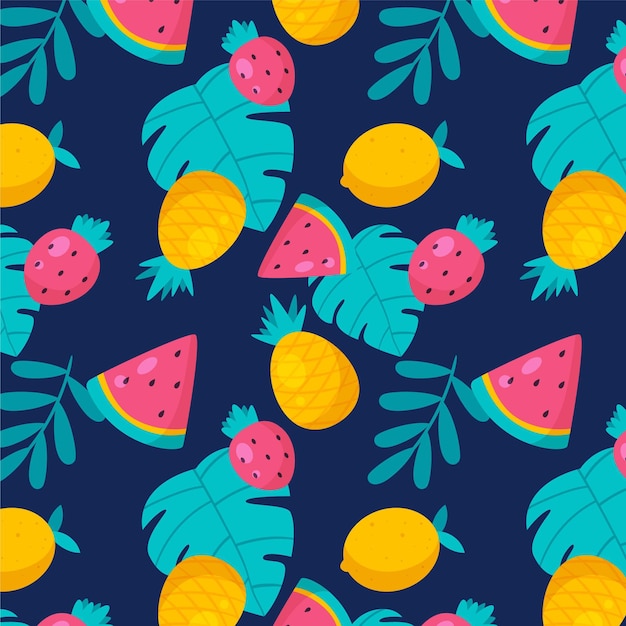 Free Vector flat summer tropical pattern