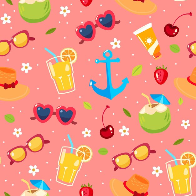 Flat summer tropical pattern