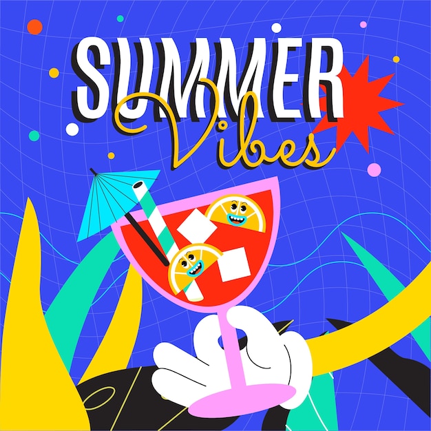 Free Vector flat summer vibes illustration