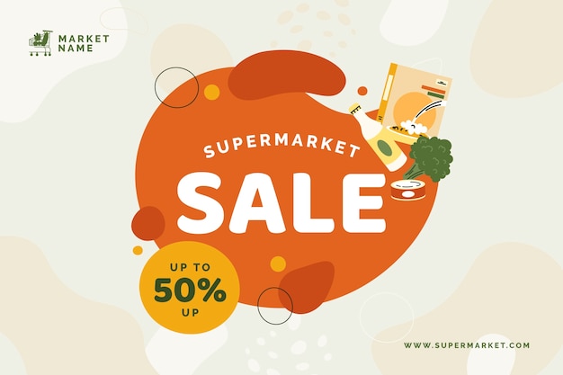 Flat supermarket sale background