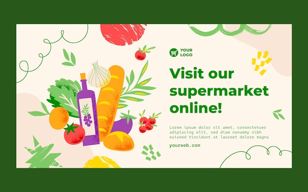 Flat supermarket social media post template