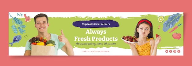 Flat supermarket twitch banner