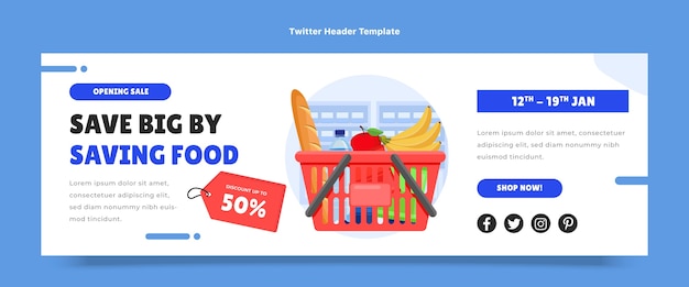 Flat supermarket twitter header