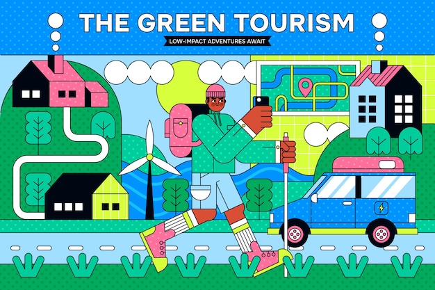 Free Vector flat sustainable travel illustration