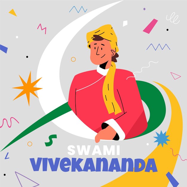 Flat swami vivekananda illustration