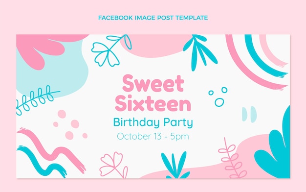 Flat sweet 16 social media post template