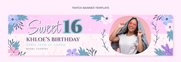 Flat sweet 16 twitch banner