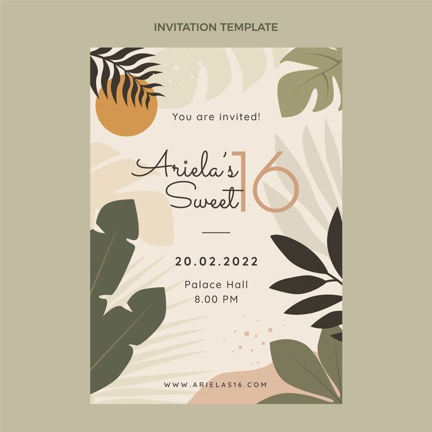 Flat sweet sixteen invitation template