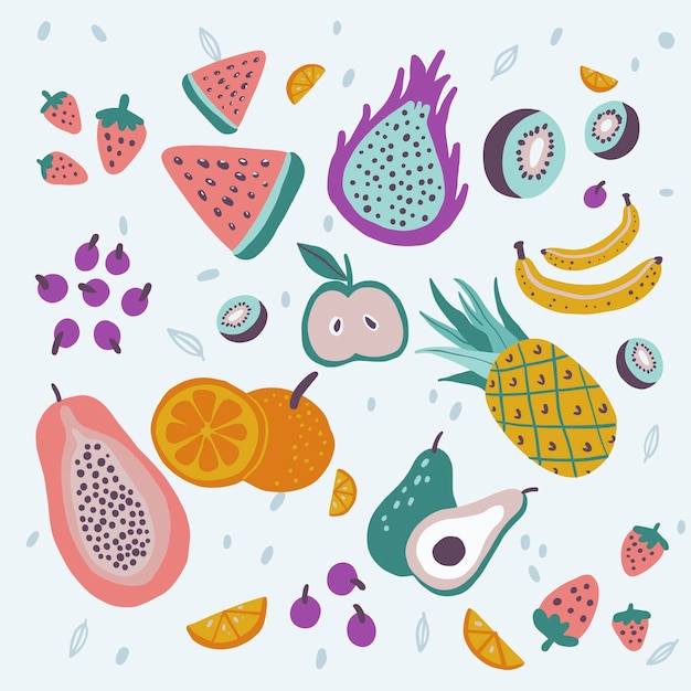 Free vector flat tasty fruit pack