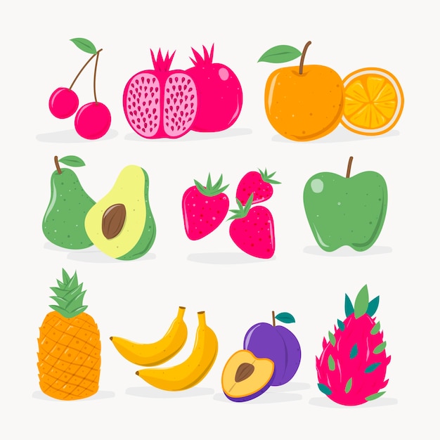 Flat tasty fruit set