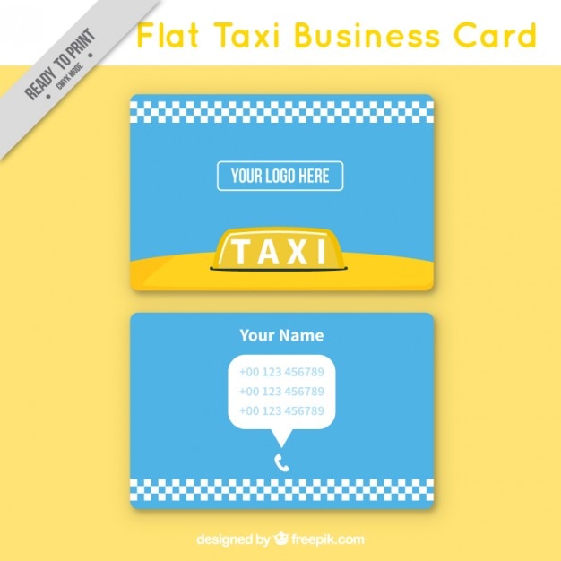 Flat taxi business card, minimal style