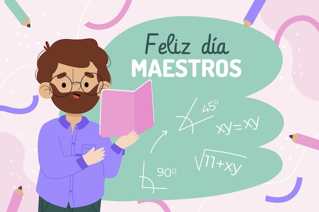 Flat teacher's day background in spanish