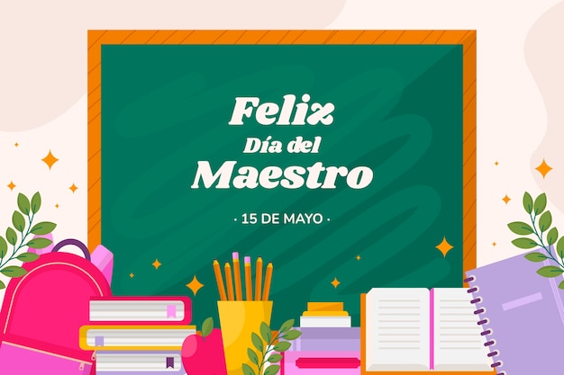 Flat teacher's day background in spanish