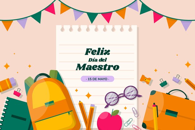 Flat teacher's day background in spanish