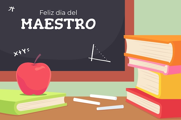 Flat teacher's day background in spanish