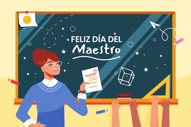 Free Vector flat teacher's day background in spanish