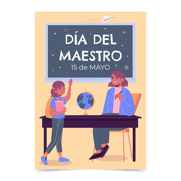 Free Vector flat teacher's day greeting card template in spanish