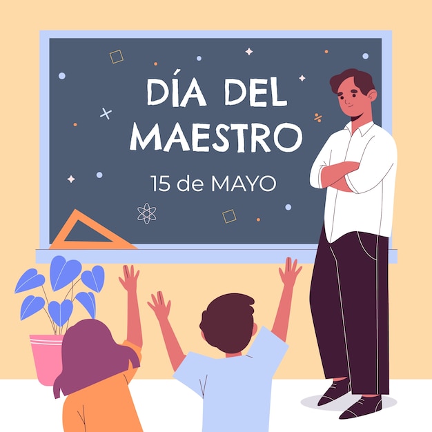 Flat teacher's day illustration in spanish