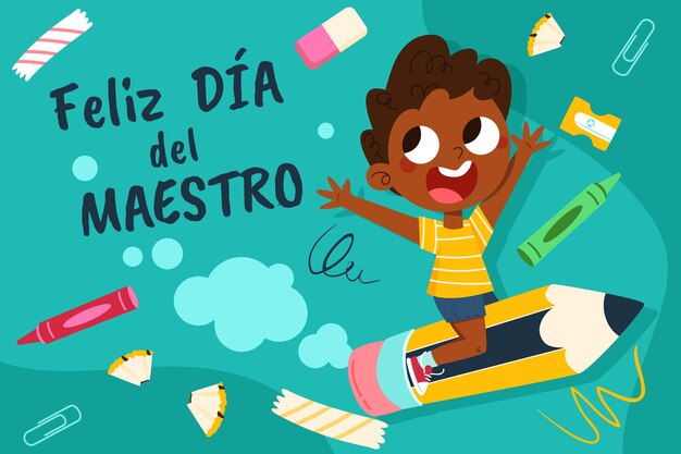 Flat teacher's day in spanish background