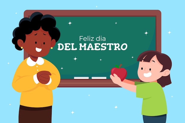 Flat teacher's day in spanish background