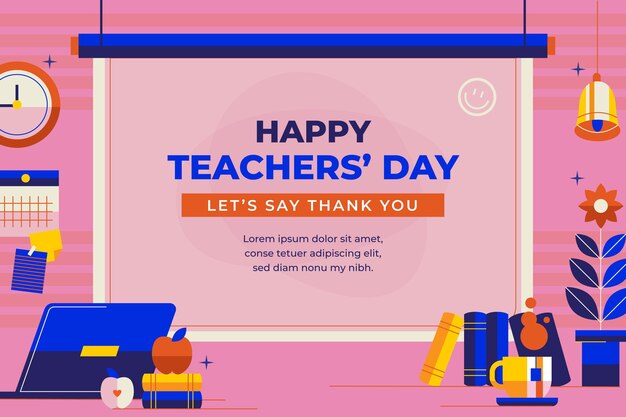 Flat teachers' day background