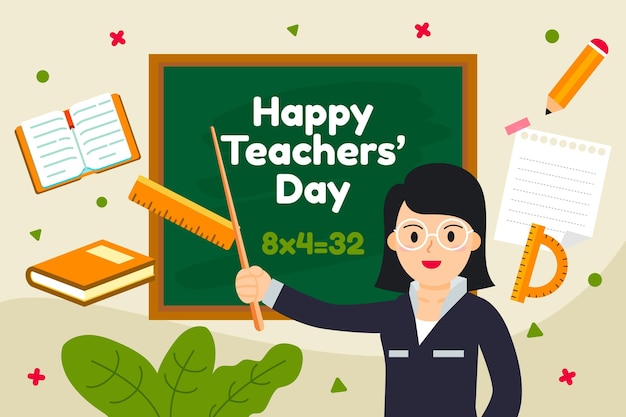 Flat teachers' day background