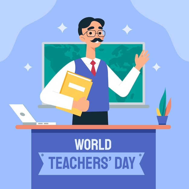 Flat teachers' day illustration