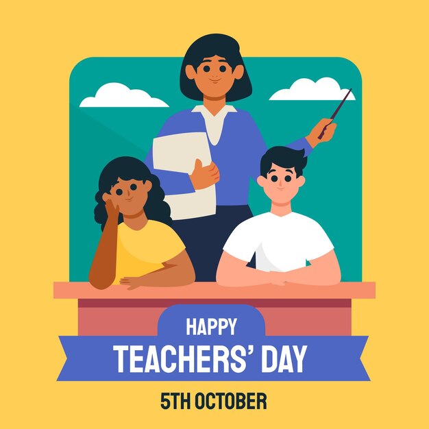 Flat teachers' day illustration