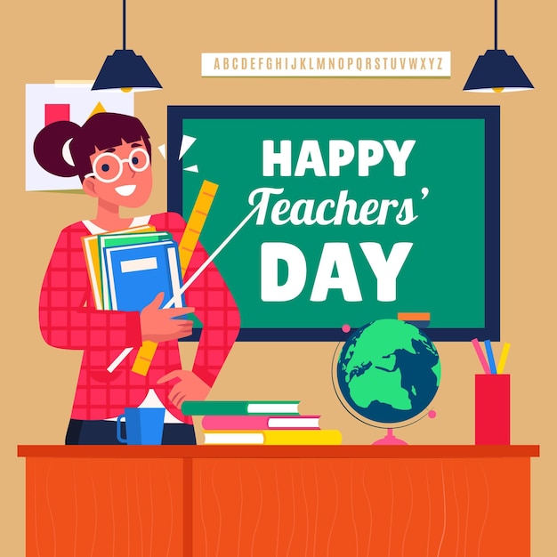 Free vector flat teachers' day illustration