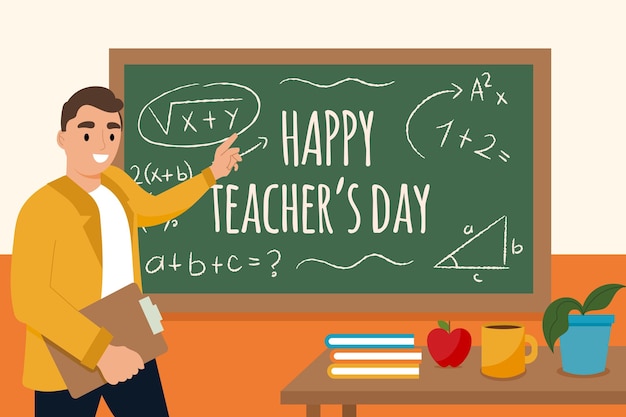 Flat teachers' day illustration