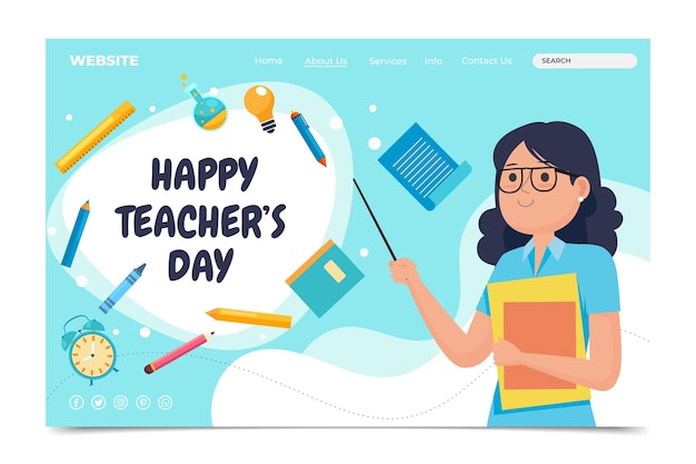 Flat teachers' day landing page template