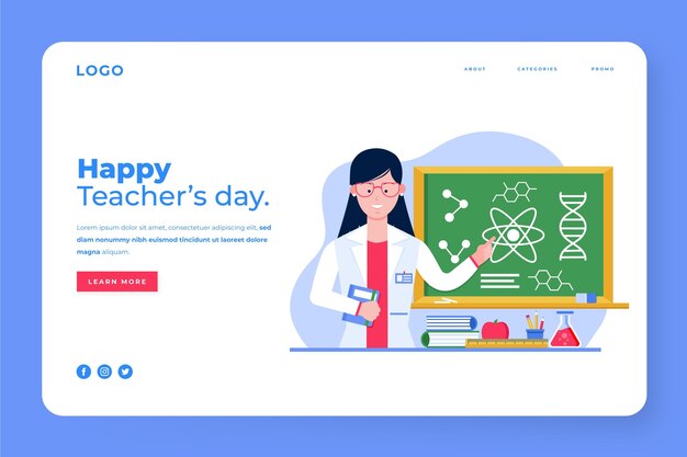 Flat teachers' day landing page template