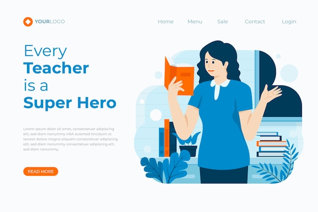 Free Vector flat teachers' day landing page template