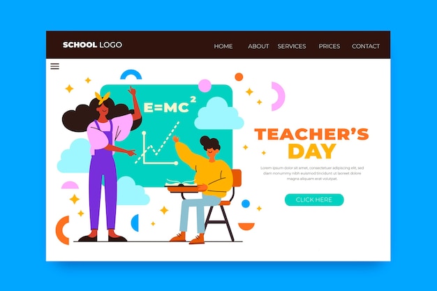 Flat teachers' day landing page template