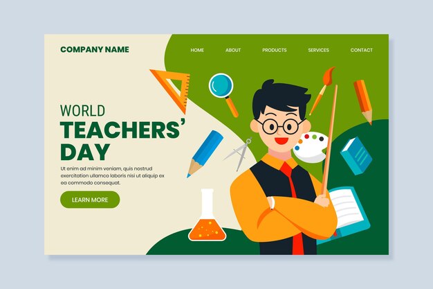 Flat teachers' day landing page template