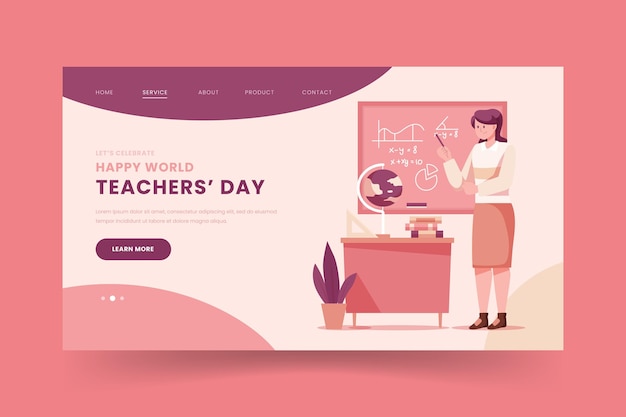 Flat teachers' day landing page template