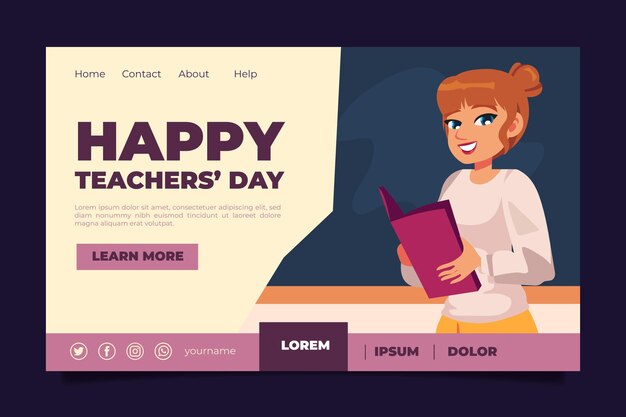 Flat teachers' day landing page template