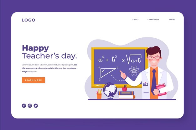 Flat teachers' day landing page template