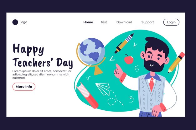 Flat teachers' day landing page template