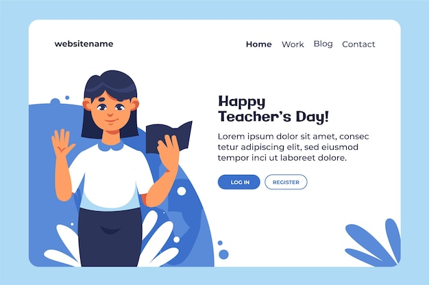 Flat teachers' day landing page template