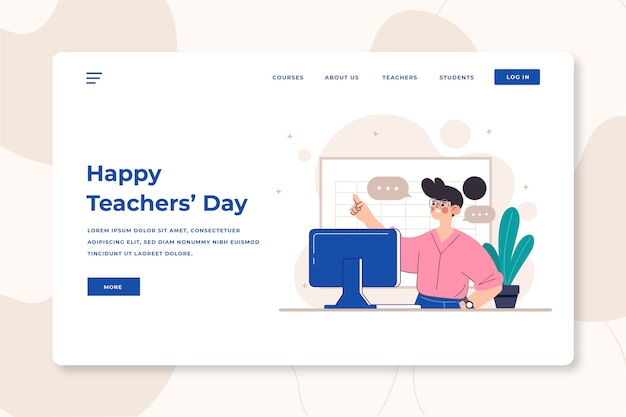 Flat teachers' day landing page template