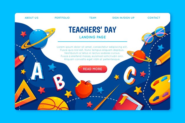 Flat teachers' day landing page template