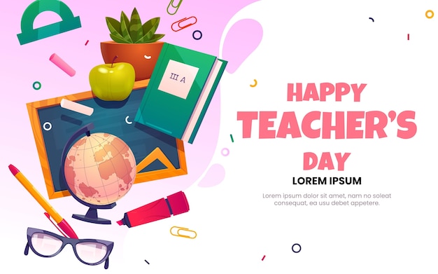 Flat teachers' day landing page template