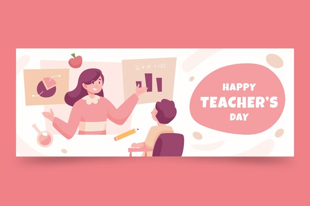 Flat teachers' day social media cover template