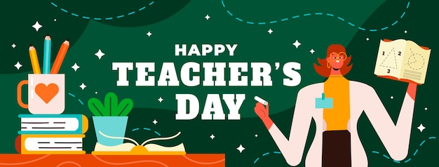 Flat teachers' day social media cover template