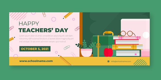 Flat teachers' day social media cover template