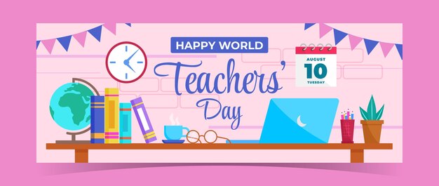 Flat teachers' day social media cover template